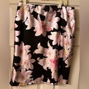 JEMMA Floral Black and Metallic Pink Women's Skirt 2X